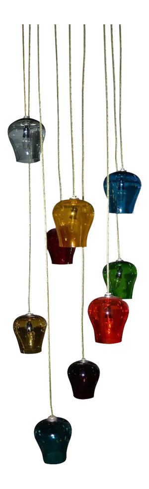 Morris Lapidus Hand Blown Multi Colored Glass Goblets Chandelier C.1960s