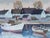 Sky Blue Mid-Century Modern 'Cottages by Quiet Water' Swedish Original Landscape Oil Painting, Framed For Sale - Image 8 of 11