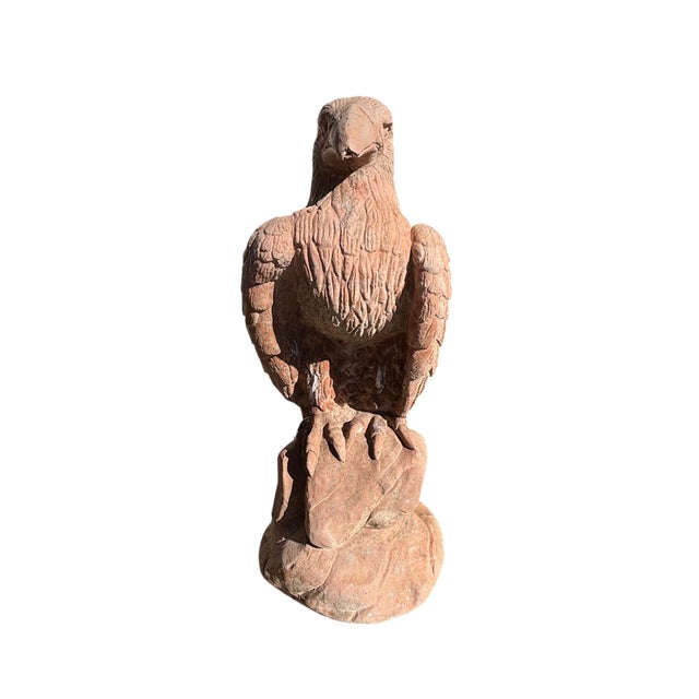 Ceramic Tall Terracotta Eagle Garden Statue For Sale - Image 7 of 11