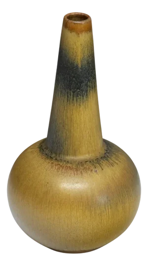 Yellow and Black Hare-Fur Glazed Stoneware Vase by Wendelin Stahl, Germany, 1960s