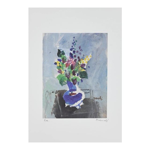 Marcello Avenali - Vase of Flowers - Original Lithograph - 1950 For Sale