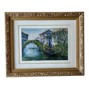 Chinese Silk Needlework in Gold Frame