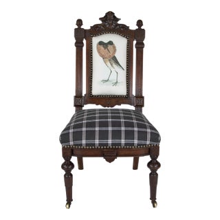 Late 19th Century Eastlake Chair With Elizabethan-Style Bird Print For Sale