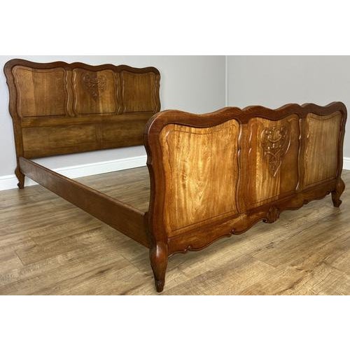 Wood Vintage French Louis XVI Double Bed Frame in Oak For Sale - Image 7 of 11