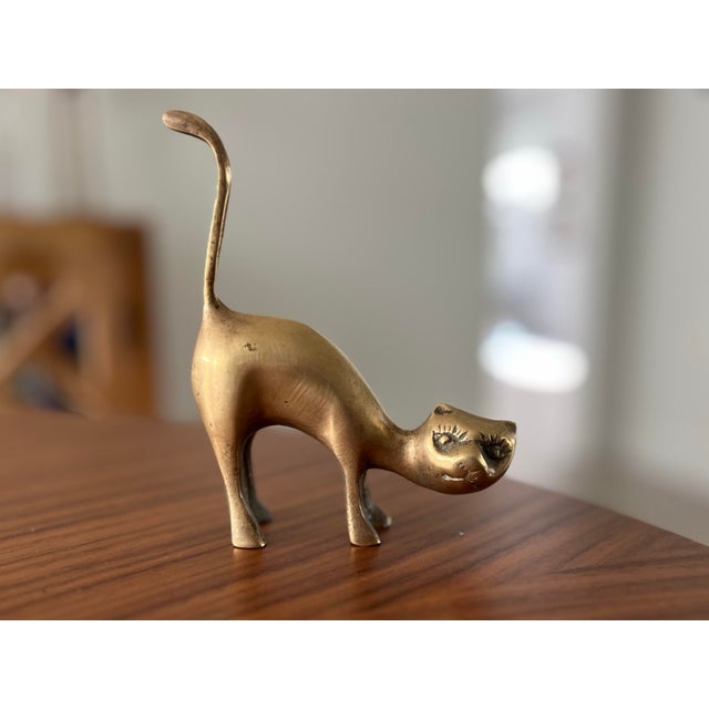 Mid 20th Century Brass Cat Figurine For Sale In Houston - Image 6 of 7