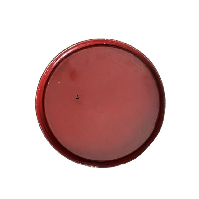 Vintage Cranberry Red French Tole Monteith Cache Pot / Jardinere / Planter With Lion Head Rings For Sale In Dallas - Image 6 of 6