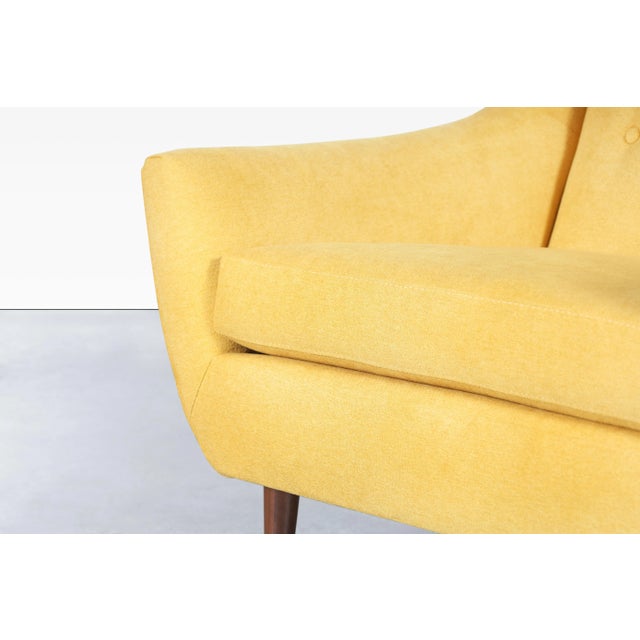 Mustard Mid-Century Modern Sculptural Walnut High-Back Lounge Chairs, 1960s For Sale - Image 8 of 12