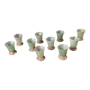 1920s Chinese Jade Cups, Marked - Set of Ten