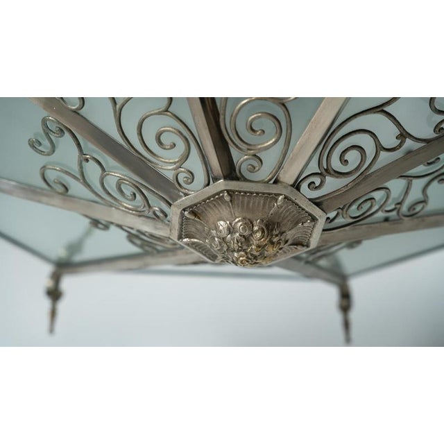 Large Art Deco Ceiling Light in Glass and Metal, France, 1930s For Sale - Image 15 of 16
