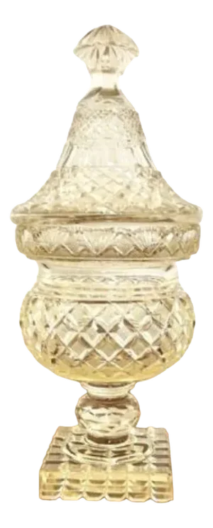 Large Antique Victorian Cut Glass Lidded Vase, 1860
