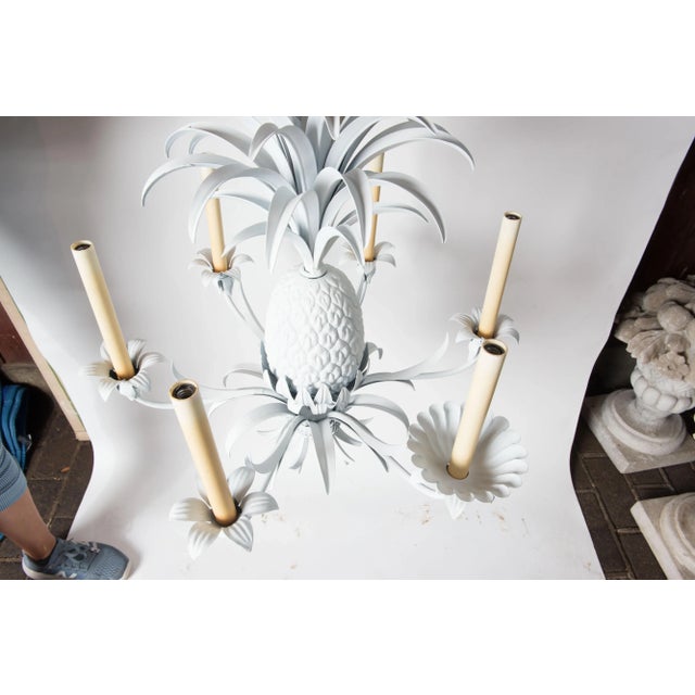 Italian 1960s White Painted Metal Pineapple Chandelier For Sale - Image 3 of 11