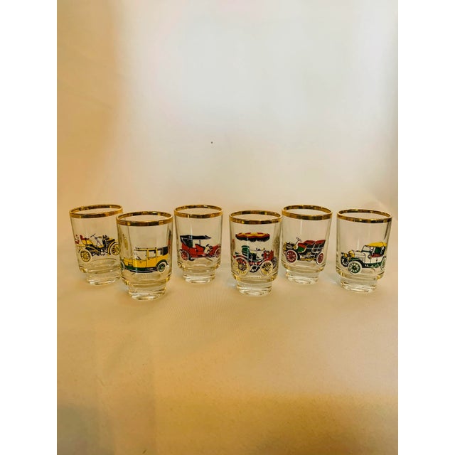 Mid 20th Century Gold-Rimmed Ruhrglas Car Lovers Shot Glasses in Original Box- Set of 6 For Sale - Image 11 of 11