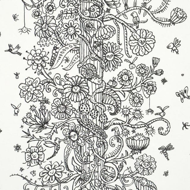 Contemporary SAMPLE - Schumacher x The New Yorker Edward Steed's Towers Of Flowers Wallpaper In Black & White For Sale - Image 3 of 5