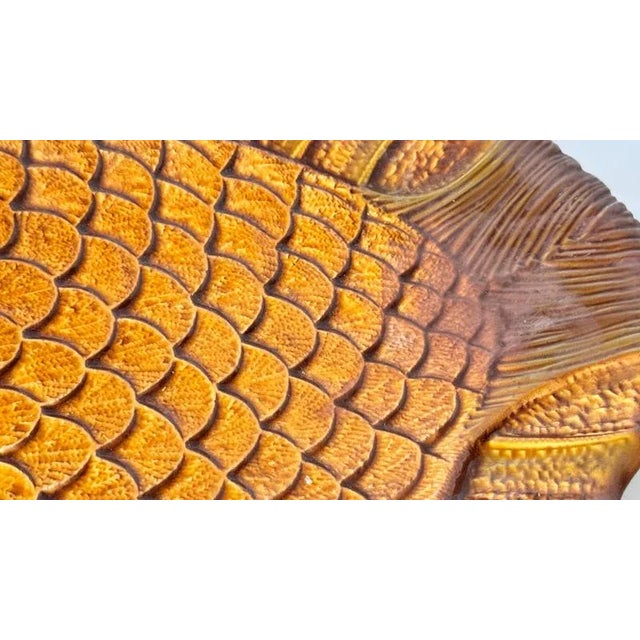 Brown Mid-Century French Yellow and Brown Glazed Ceramic Decorative Dish, 1970s For Sale - Image 8 of 12