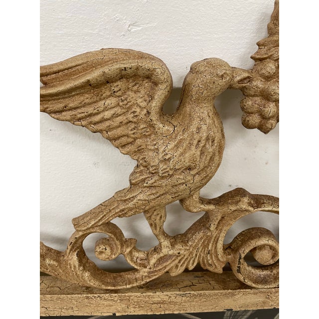 Vintage Extra Large 1970s French Style Hand-Painted Mirror With Cast Metal Gilded Bird & Urn Crest- 76” For Sale In Chicago - Image 6 of 12