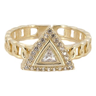 Gold Vermeil Diamond Ring, Size 8 For Sale