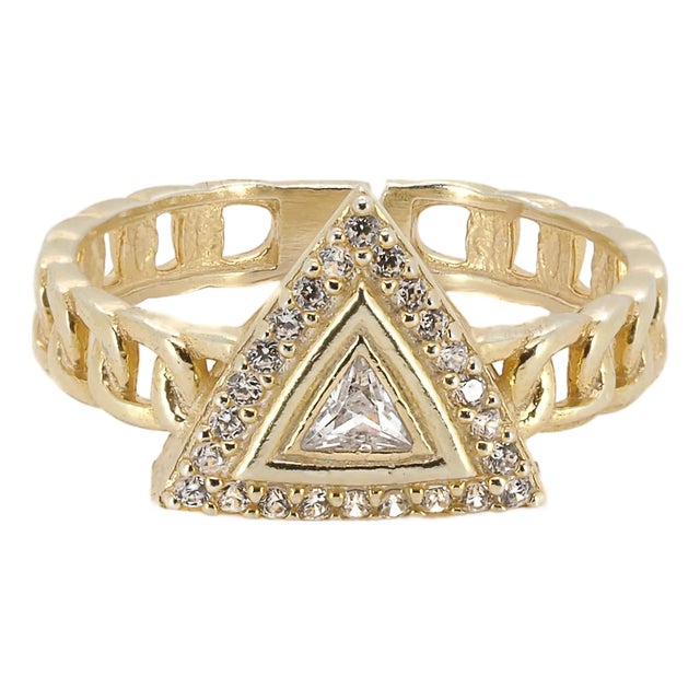 Gold Vermeil Diamond Ring, Size 8 For Sale