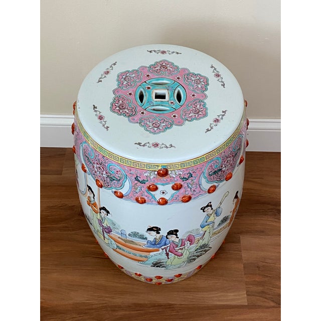Late 20th Century Vintage Famille Rose Porcelain Garden Stool For Sale - Image 5 of 12