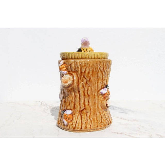 1950s Portuguese Palissy Ware Faux Bois Honey Pot For Sale - Image 4 of 13