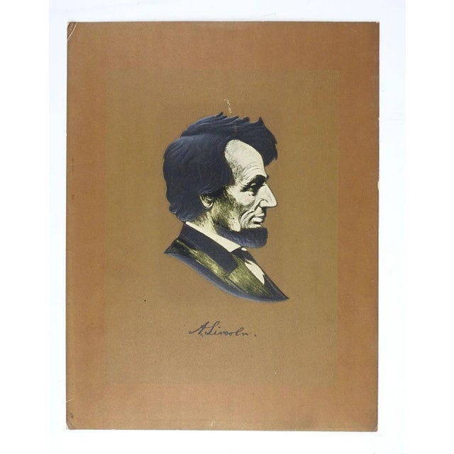 American Vintage Circa 1930s Abraham Lincoln Embossed Portrait Print For Sale - Image 3 of 4