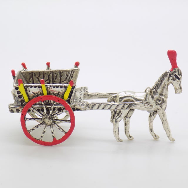 Vintage Sicilian Silver 800 Traditional Carriage Figurine, Italy, 1980s For Sale - Image 6 of 12