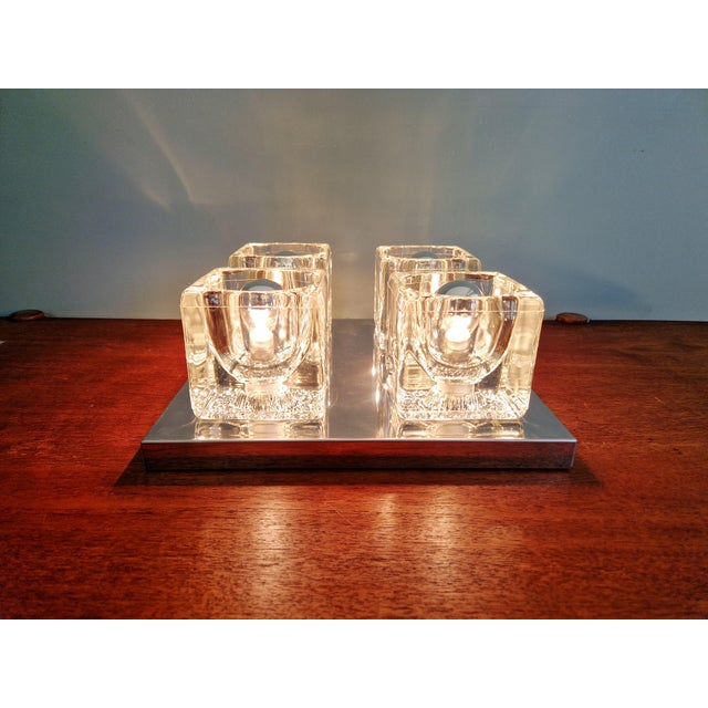 Ice Cube Square Ceiling Light in Chromed Metal and Glass from Peill & Putzler, 1970 For Sale - Image 9 of 17