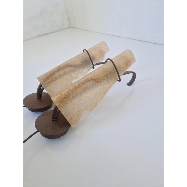 Brown Wall Sconces in Glass and Metal, 1980s, Set of 2 For Sale - Image 8 of 11