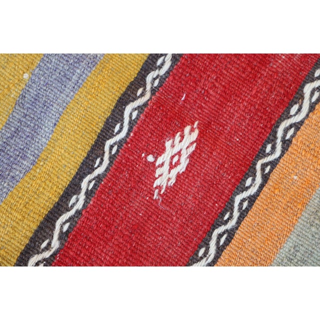 1990s Red Striped Hand Knotted Rug For Sale In Sacramento - Image 6 of 8