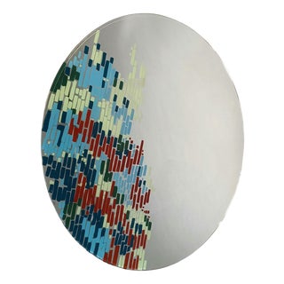 Vintage Round Mirror with Colorful Mosaic, 1980s For Sale