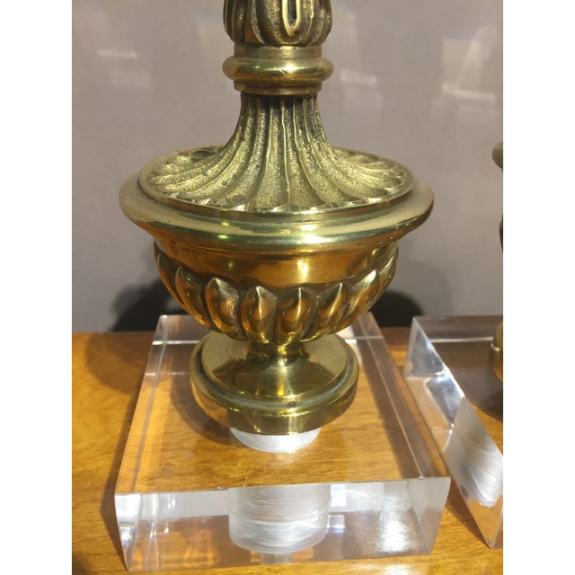 Brass Newel Post Finials on Lucite Bases a Pair Chairish