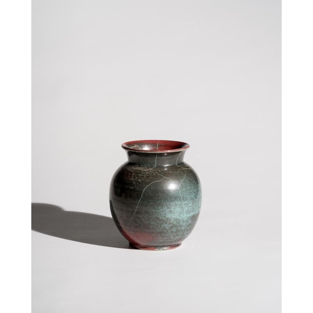 Art Deco Bauhaus Studio Stoneware Vases in Turquoise Reduction Glaze by Richard Uhlemeyer, Germany, 1940s, Set of 2 For Sale - Image 17 of 18