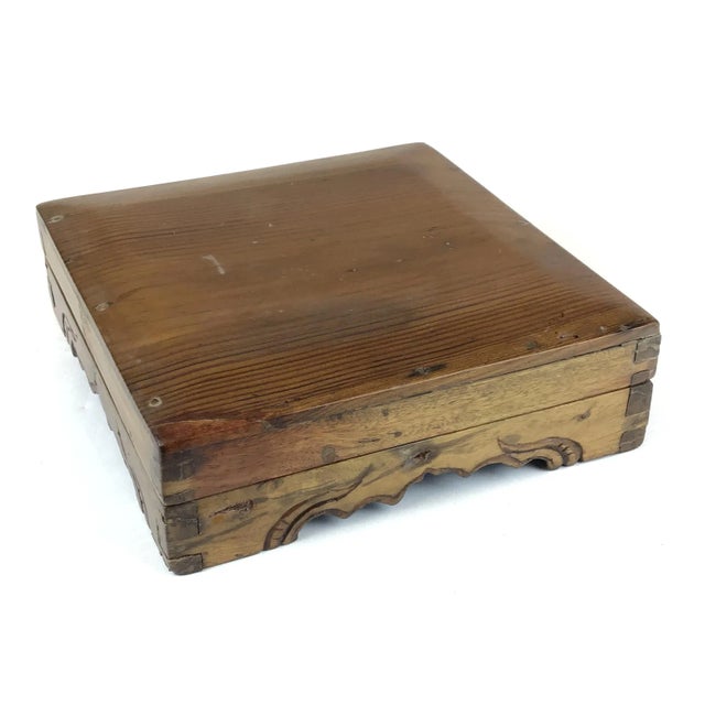 French Country Antique Asian Treasure Wooden Box For Sale - Image 3 of 11