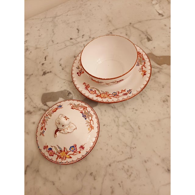 Antique French Porcelain Tea andCoffee Set Minton 252 Pattern by Sarreguemines, 1900, Set of 4 For Sale - Image 14 of 16