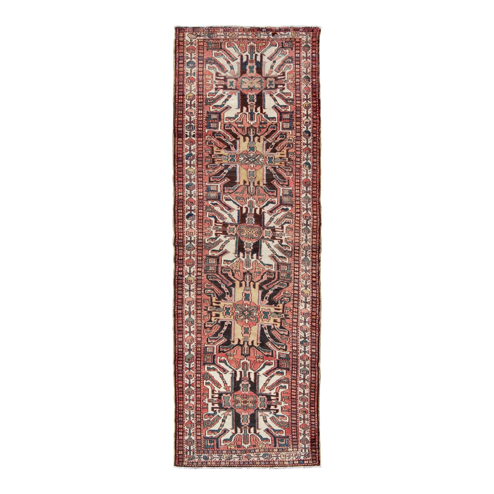 Multicolored Antique Persian Karajeh Runner With Vertical Geometric ...