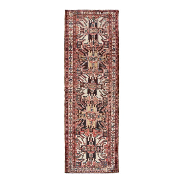 Multicolored Antique Persian Karajeh Runner With Vertical Geometric Tribal Medallions For Sale