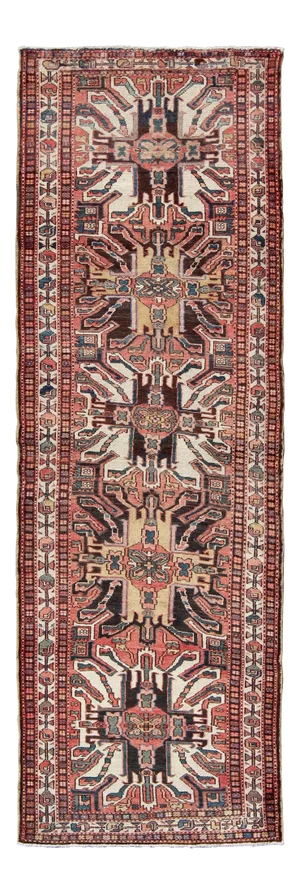 Multicolored Antique Persian Karajeh Runner With Vertical Geometric Tribal Medallions