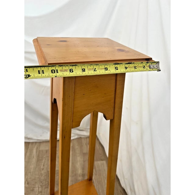 Vintage Lane Wood Plant Stand Museum Folk Art Pedestal Tall Accent Table For Sale - Image 9 of 14