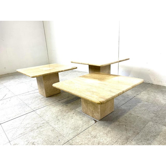Stone Vintage Travertine Nesting or Side Tables, 1970s, Set of 3 For Sale - Image 7 of 12