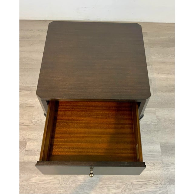 Henredon Henredon Transitional Dark Walnut Finished Side Table For Sale - Image 4 of 6