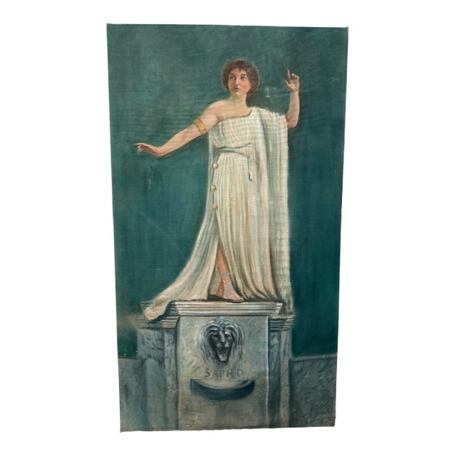 Original Mid Century Classical Portrait of Sappho For Sale