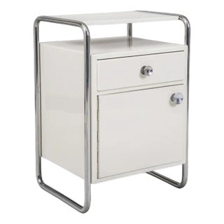 Bauhaus Bedside Tables attributed to Sab in Chrome & Wood, Czech, 1930s, Set of 2 For Sale