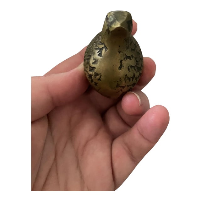 Mid-Century Modern Vintage Midcentury Brass Quail/Partridge Bird Figurines Set of 3 For Sale - Image 3 of 12