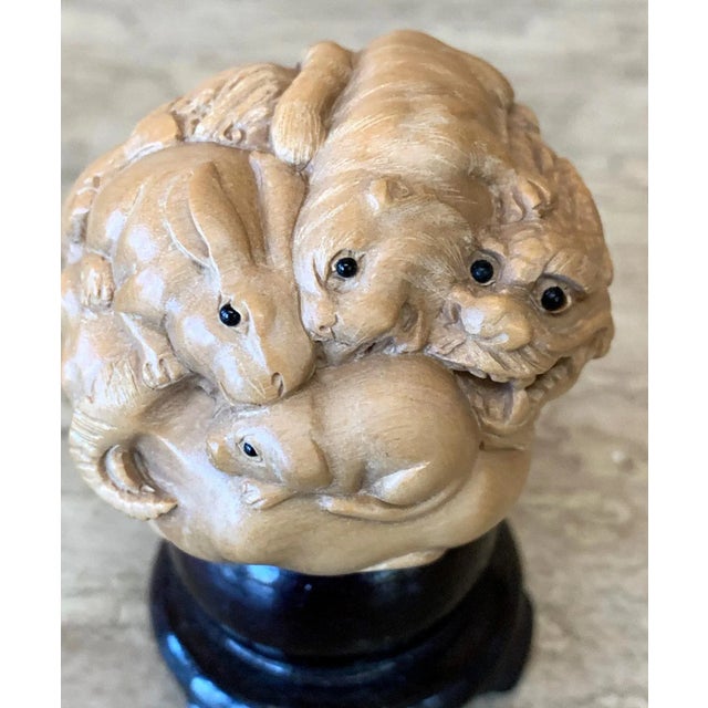 Carved Japanese Okimono on Stand For Sale In Atlanta - Image 6 of 11