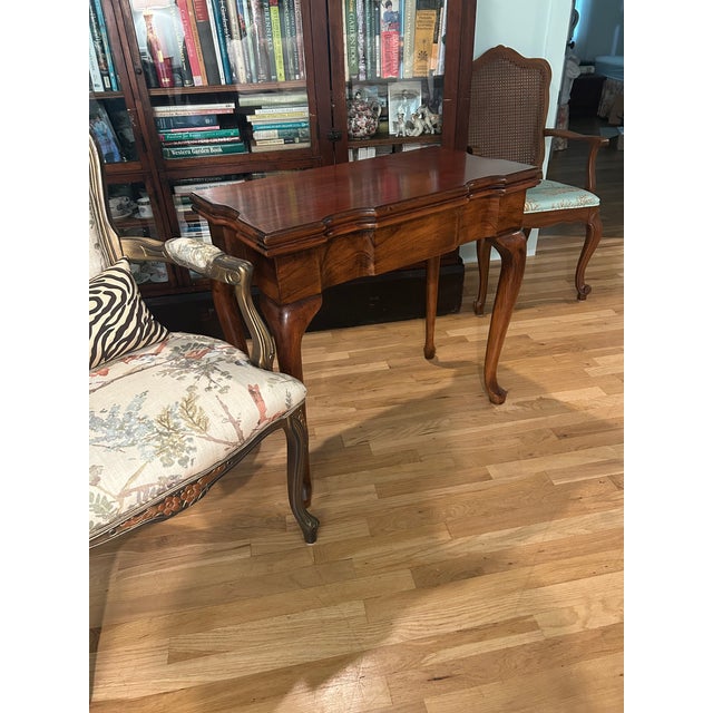 Vintage Queen Anne Revival Mahogany Flip-Top Game Table / Console Table For Sale - Image 14 of 15