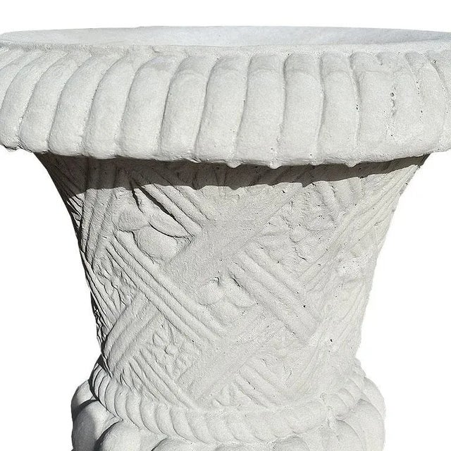 Round Fluted Concrete Basket Weave Garden Planters a Pair Chairish