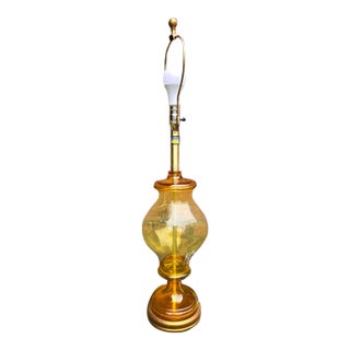 Mid 20th Century Hollywood Regency Marbro Original Amber Glass Lamp For Sale