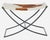 American Brown & White Hair-on-Hide Sling Stool With Black Metal X-Base For Sale - Image 3 of 6