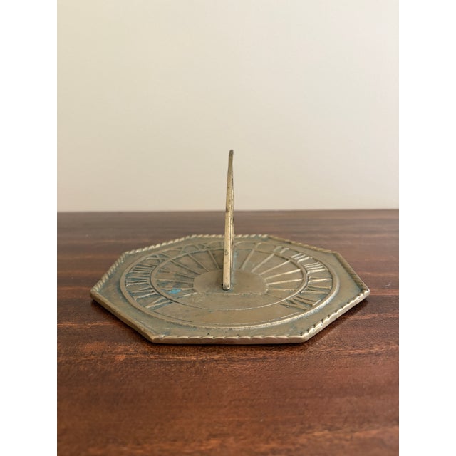 French Country Classical Brass Garden Sundial With Roman Numerals – English Estate Outdoor Decor For Sale - Image 3 of 7
