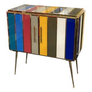 Colored Glass Sideboard, 1980ss For Sale