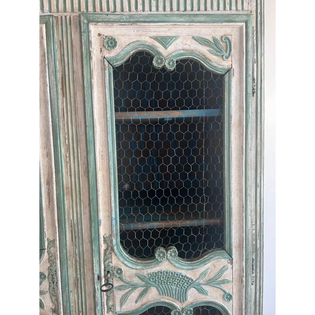 Aqua 19th C. French Painted Armoire For Sale - Image 8 of 18